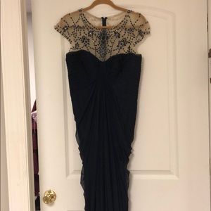 Tadashi Shoji navy jeweled gown